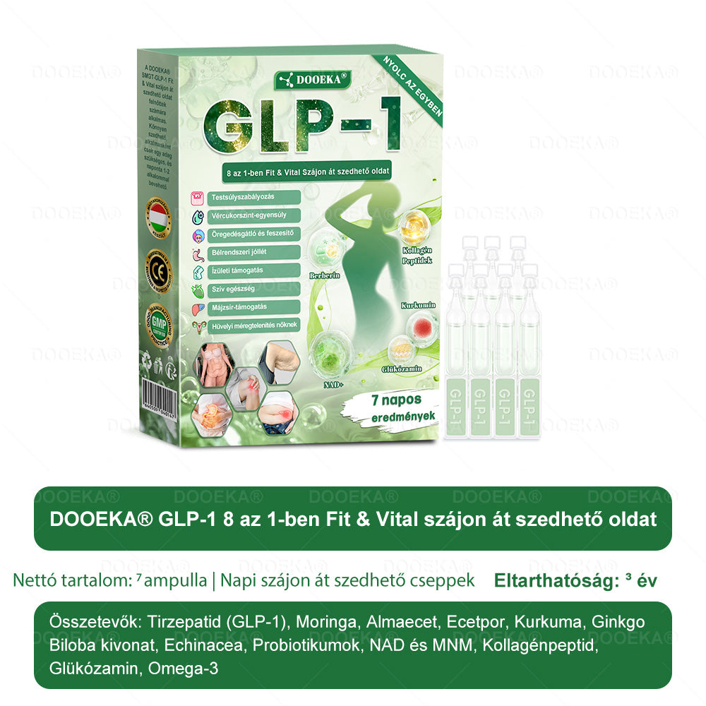 🎯DOOEKA® GLP-1 8 az 1-ben Fit & Vital Szájon át szedhető oldat – Napi egyszer, 7 nap alatt látható változás / Elhízás, szív- és érrendszeri egészség, cukorbetegség, alvási apnoe, bélrendszer egészsége, ízületi problémák és még sok más esetén