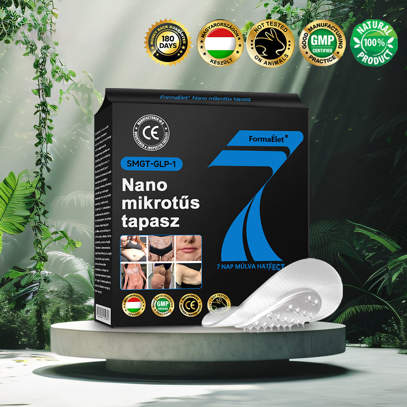 FormaÉlet® Nano Mikrotű Tapasz SMGT-GLP-1-tel és Matrixyl 3000-rel – Fogyás, Bőrfeszesítés, Vércukorszint-támogatás, Injekció Nélkül, 7 Napos Eredmény