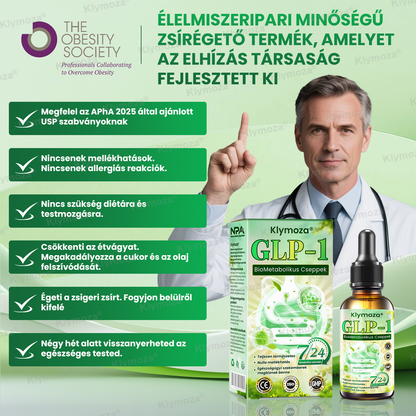 Klymoza® GLP-1 BioMetabolikus Cseppek – Élelmiszeripari zsírégető – a Magyar Elhízástudományi Társaság (HSSO) fejlesztésében